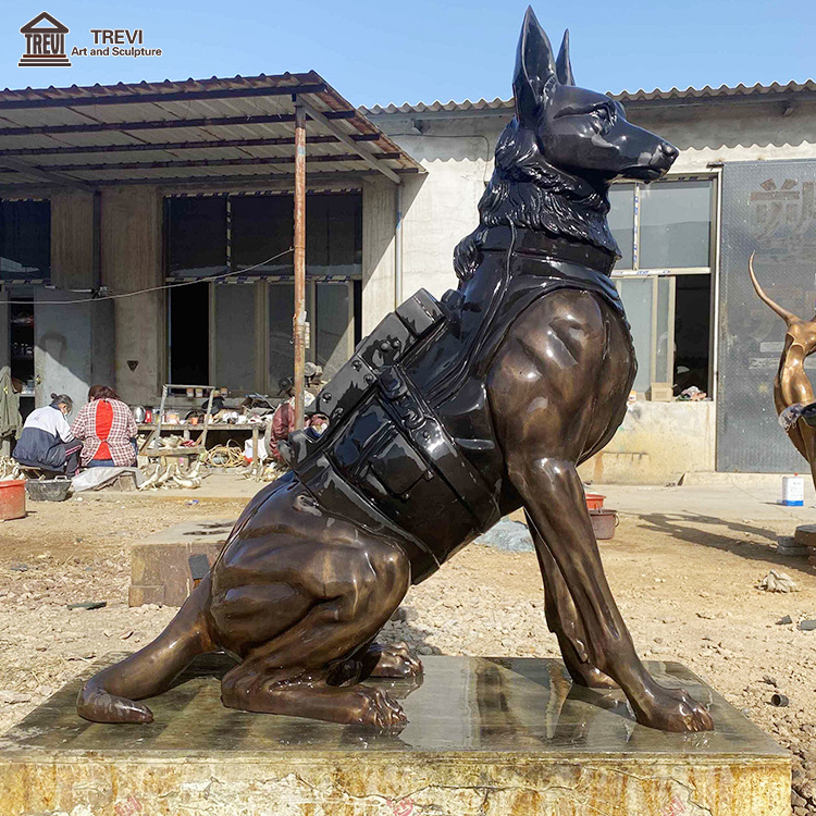 High Quality Popular Outdoor Decoration Cast Bronze German Shepherd Statues