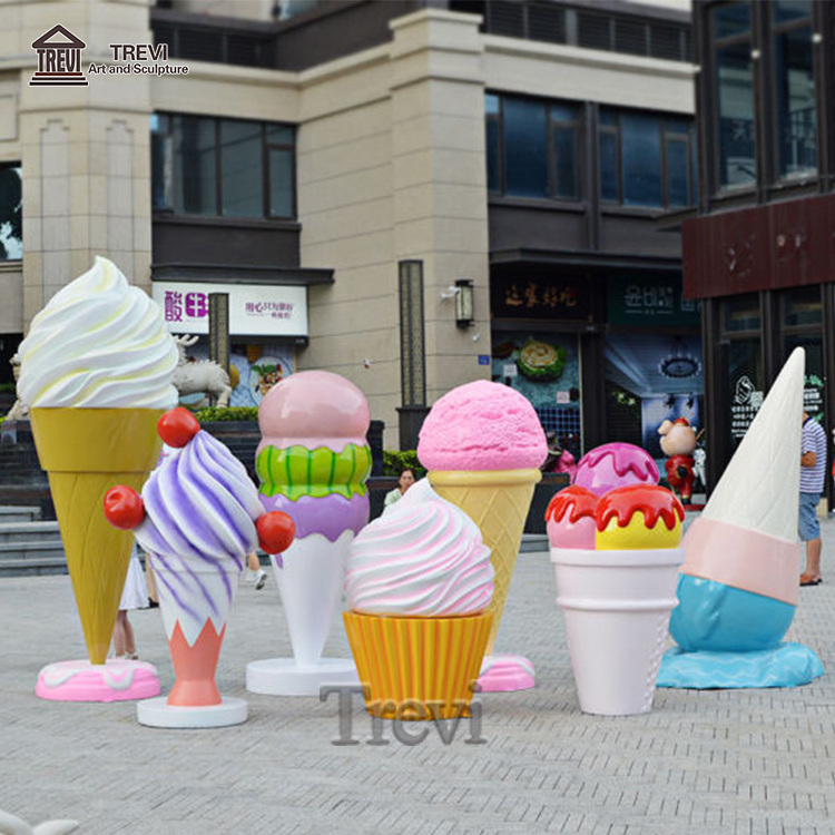 Outdoor Decorative Large Fiberglass Resin Giant Ice Cream Statue Sculpture For Sale