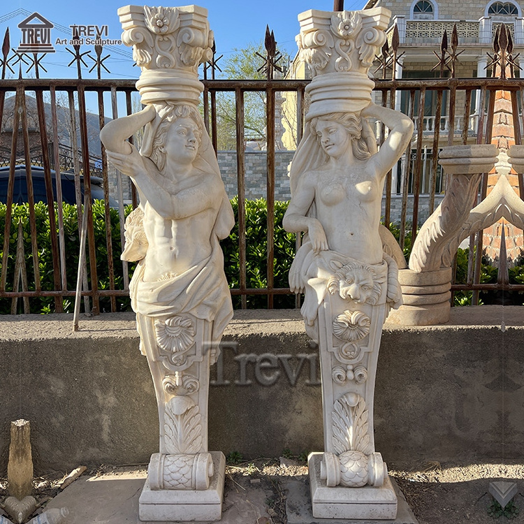 Garden Gate Stone Olumn Large White Statues Pillar Design  With Statue Wholesale Price