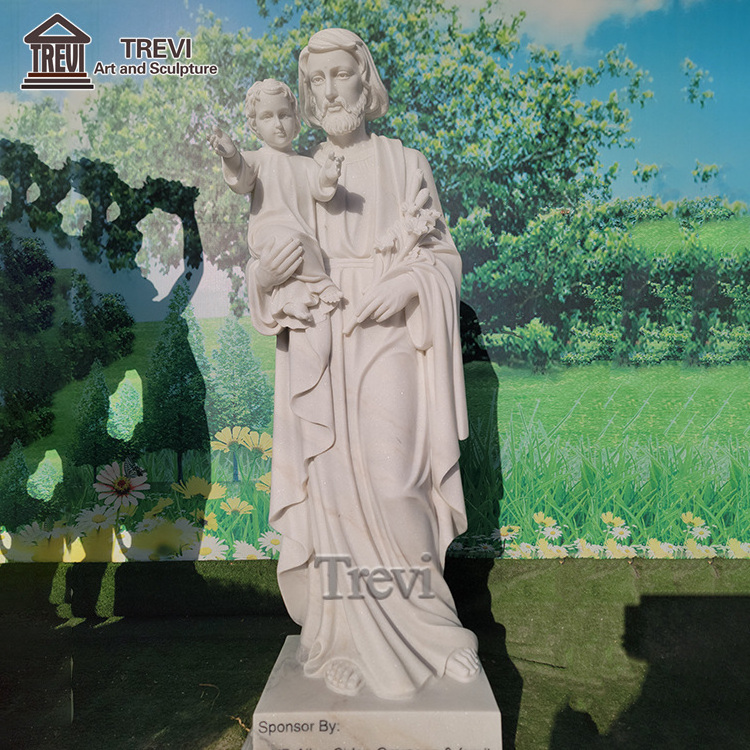 High Quality Famous Religious Sculpture St Joseph with Baby Jesus Marble Statue