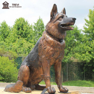 Factory Custom Life Size Metal Dog Statue Bronze German Shepherd Sculpture