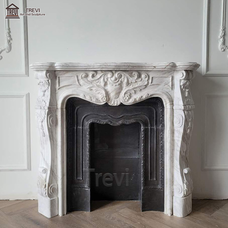 Louis XV antique style stone Marble Fireplace Surround Mantle for Home Decor