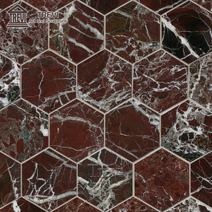 Elegant Design Cheap Red Hexagonal Mosaic Marble Wall and Floor Tiles