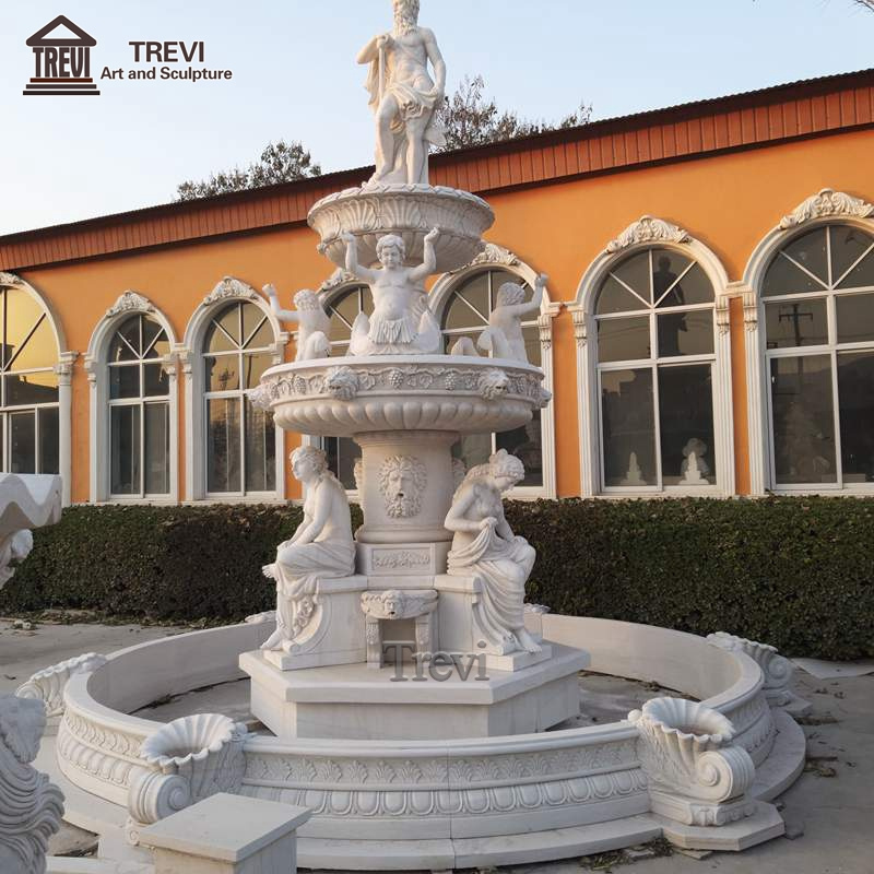 Outdoor Decor Garden Roman Angels Marble Statue Roman Water Fountain