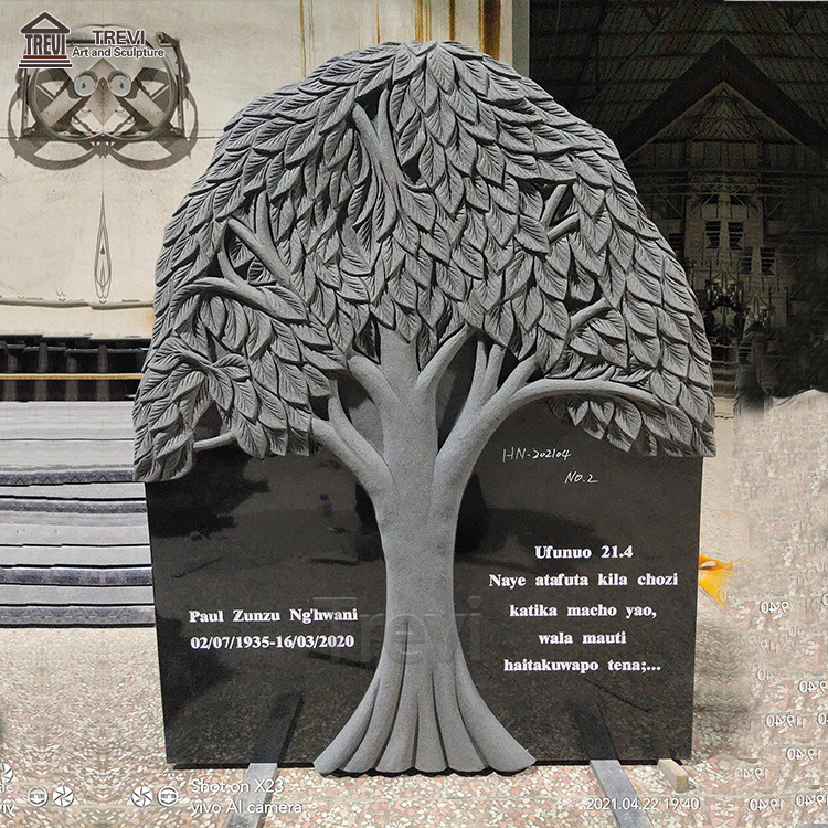 High Quality Granite Carved Tree Shaped Engraving Tree Headstone American Headstone Monuments