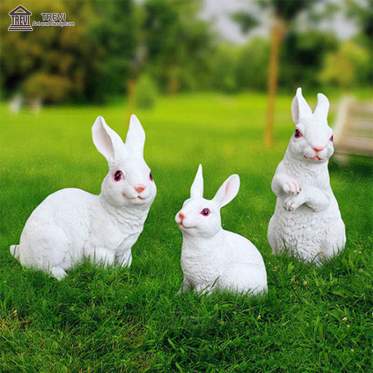 Luxury High Quality Life Size White Rabbit Fiberglass Resin Sculpture In Stock