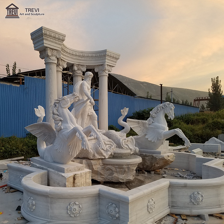 Large Unique Decorative Outdoor Famous Rome Trevi Marble Figure Water Fountain with statue