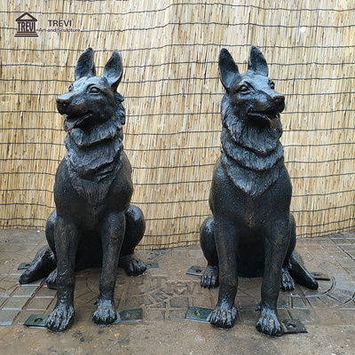 Outdoor Antique Garden Large German Shepherd Bronze Dog Sculpture Statue