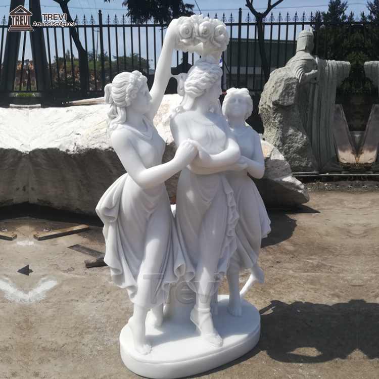 Life Size Famous sculptures marble nude female hand carved the three graces stone statue