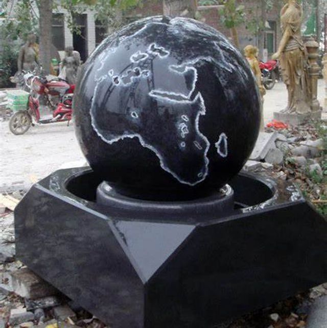 Wholesale Outdoor Black Globe Round Natural Stone Marble Granite Ball Water Fountain for Garden