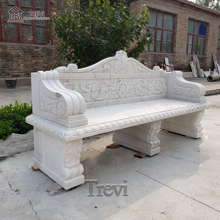 Public Park Design Outdoor Natural Marble Stone Bench And Chair Set For Garden