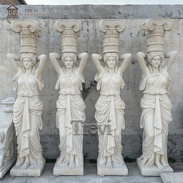 Garden Gate Stone Olumn Large White Statues Pillar Design  With Statue Wholesale Price