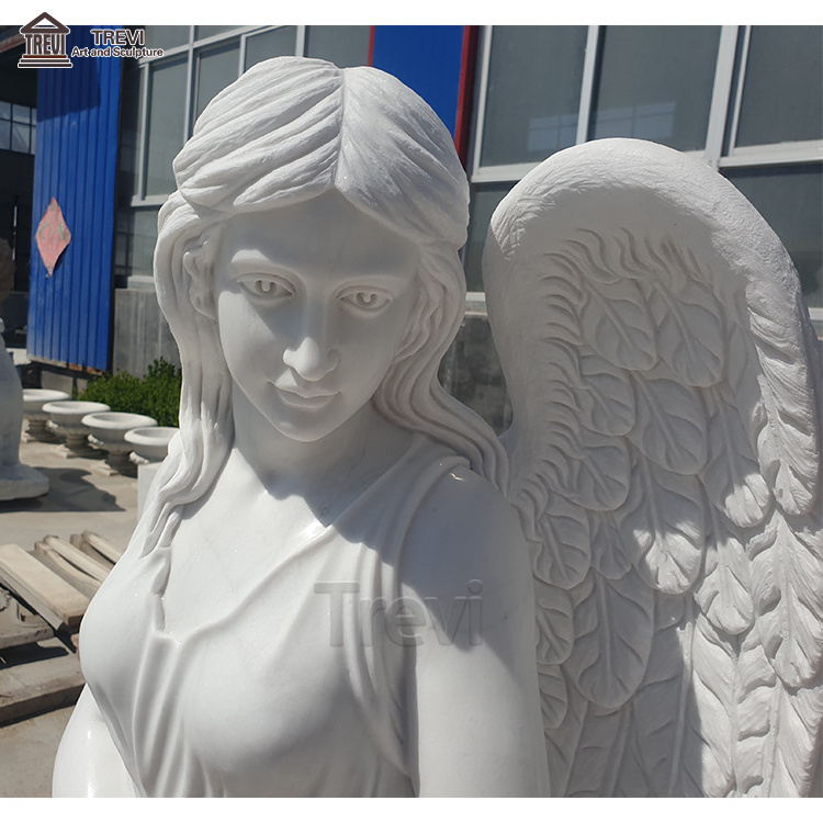 Good Price Usa Angel with Flower Cemetery Funerary Headstones and Monuments Marble Memorial for Sale