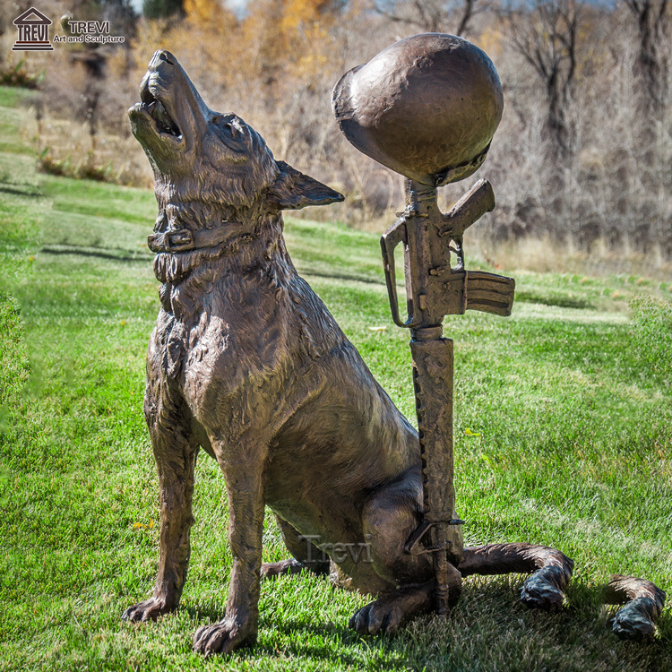 Factory Custom Life Size Metal Dog Statue Bronze German Shepherd Sculpture