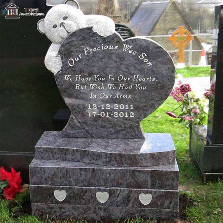 Wholesale Custom Hand Made Polished Granite Double Heart Monument Headstone For Graves