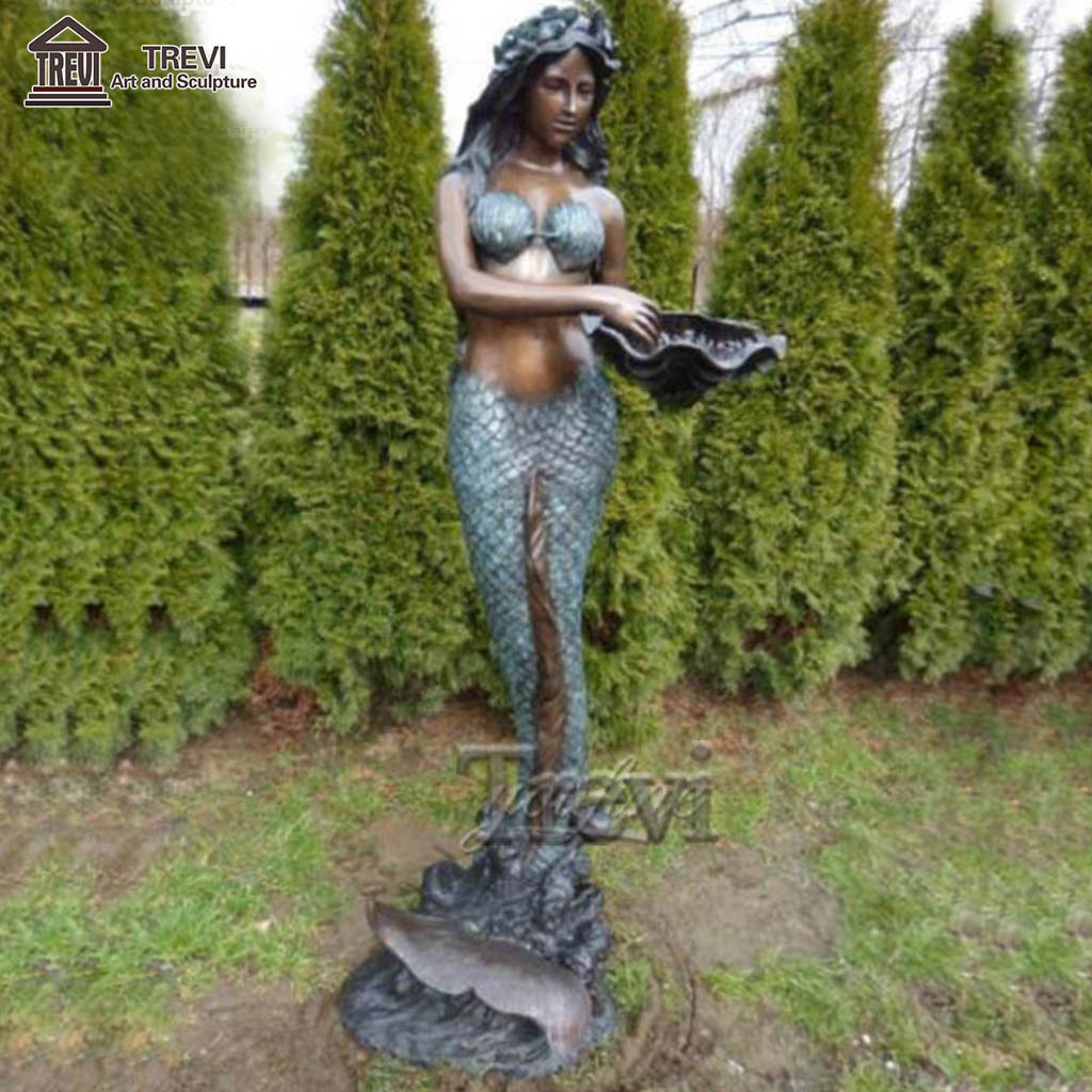 High Quality Outdoor Garden Decor Casting Brass Life Size Bronze Mermaid Statue For Sale