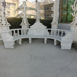 Popular Design Outdoor Natural Garden Stone Carving white marble Bench for Sale