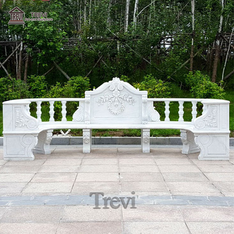 Public Park Design Outdoor Natural Marble Stone Bench And Chair Set For Garden