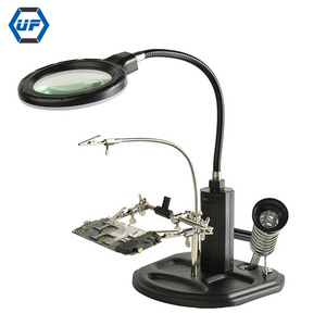 2.5X 4X LED Light Helping Hand Magnifier Auxiliary Clamp Alligator Clip Stand for Welding Solder Tools