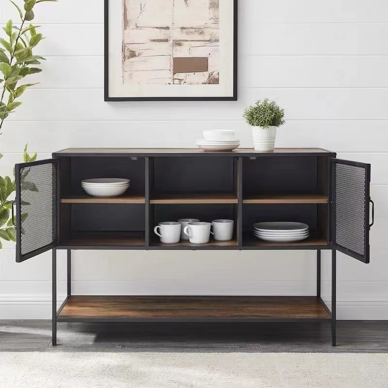 TV Stand with Storage Console Concise Style with Cabinets and Interior Shelves Home Furniture Cheap and Modern Open Shelf Brown