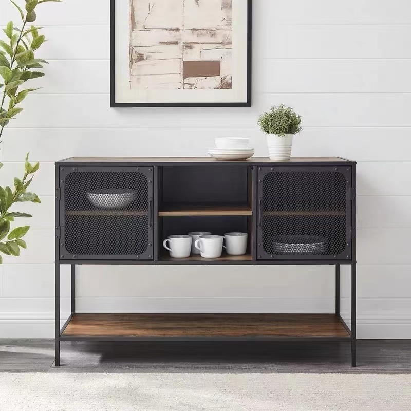 TV Stand with Storage Console Concise Style with Cabinets and Interior Shelves Home Furniture Cheap and Modern Open Shelf Brown