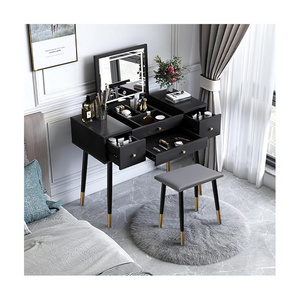 2023 Hot Sales Dressing Table Designs Less Space Dressing Table Rattan Wooden Wardrobe With Dressing Table