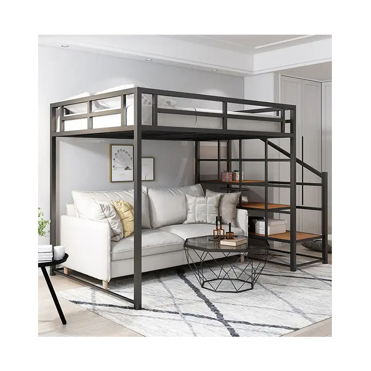 Custom 160 x 200 Space-Saving Metal Bed Modern Design Kids Metal Bed Villa Bedroom Double Decker Bed Metal