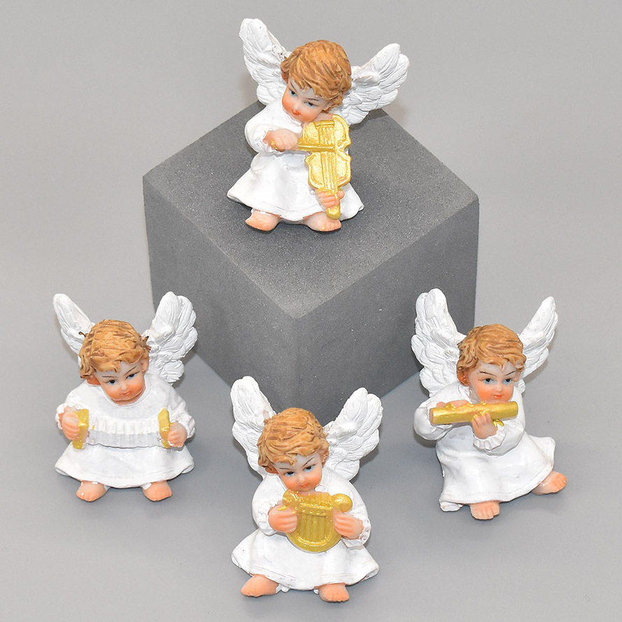 Sitting dwarf musician angel figurine 24pcs resin crafts interior ornaments holiday gifts