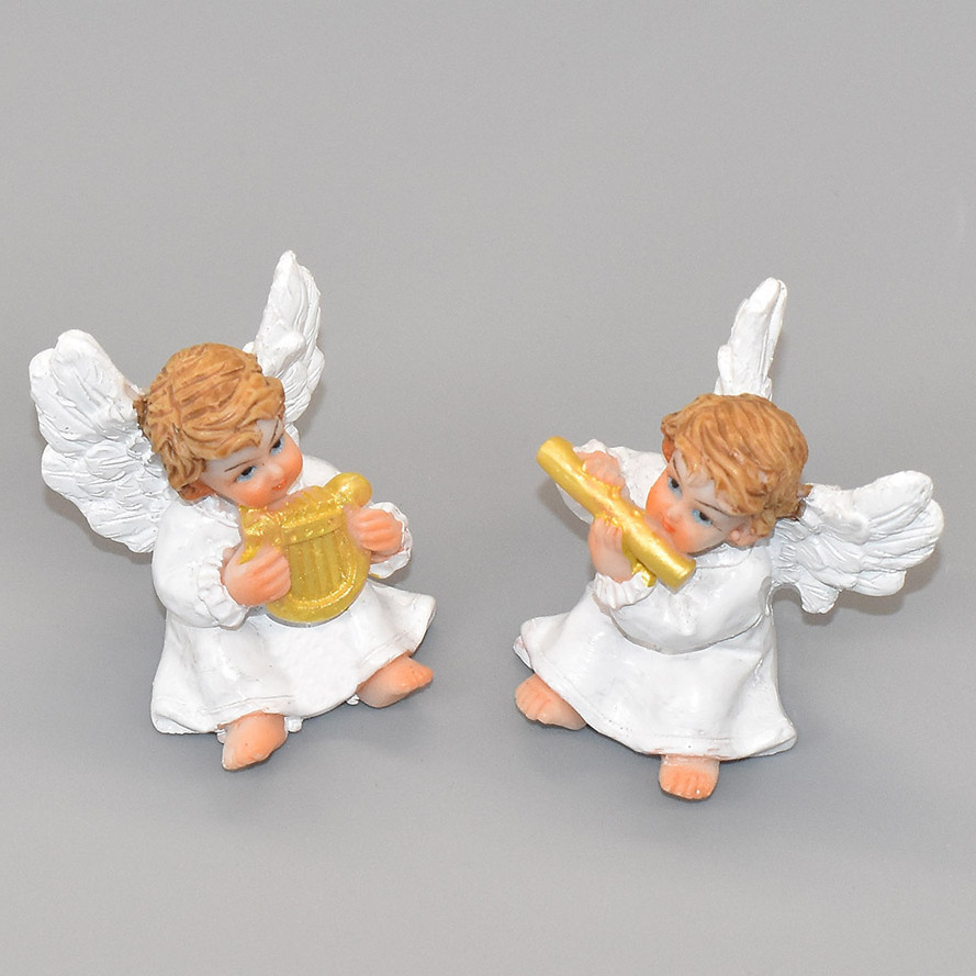 Sitting dwarf musician angel figurine 24pcs resin crafts interior ornaments holiday gifts