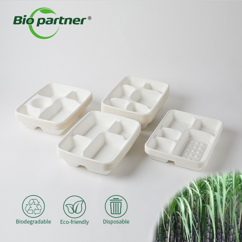 A39 Promotion 15%off Biodegradable sugarcane bagasse food tray waterproof Disposable rectangular tray for lunch cake