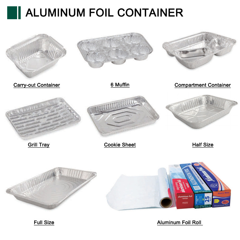 Food Grade Rectangle Takeaway Container Aluminum Foil Tray Freezer Aluminum Foil Airline Food Container Box Disposable