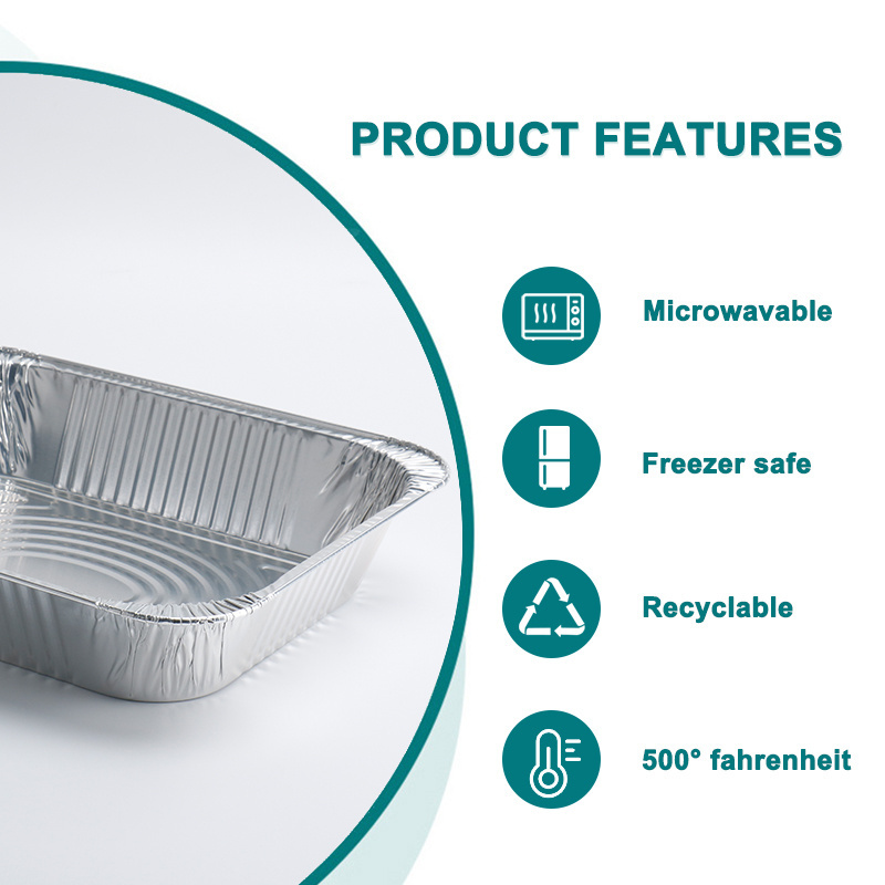 Food Grade Rectangle Takeaway Container Aluminum Foil Tray Freezer Aluminum Foil Airline Food Container Box Disposable