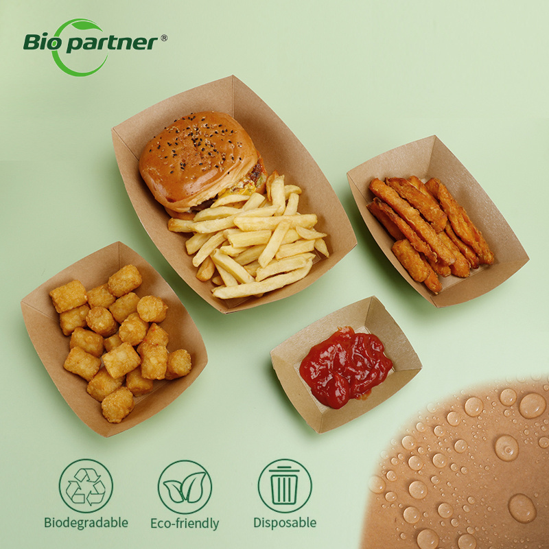 Wholesale Disposable Kraft Food Fried Chicken Potato Chip French Fries Burger Takeaway Food Box Paper Nacho Tray