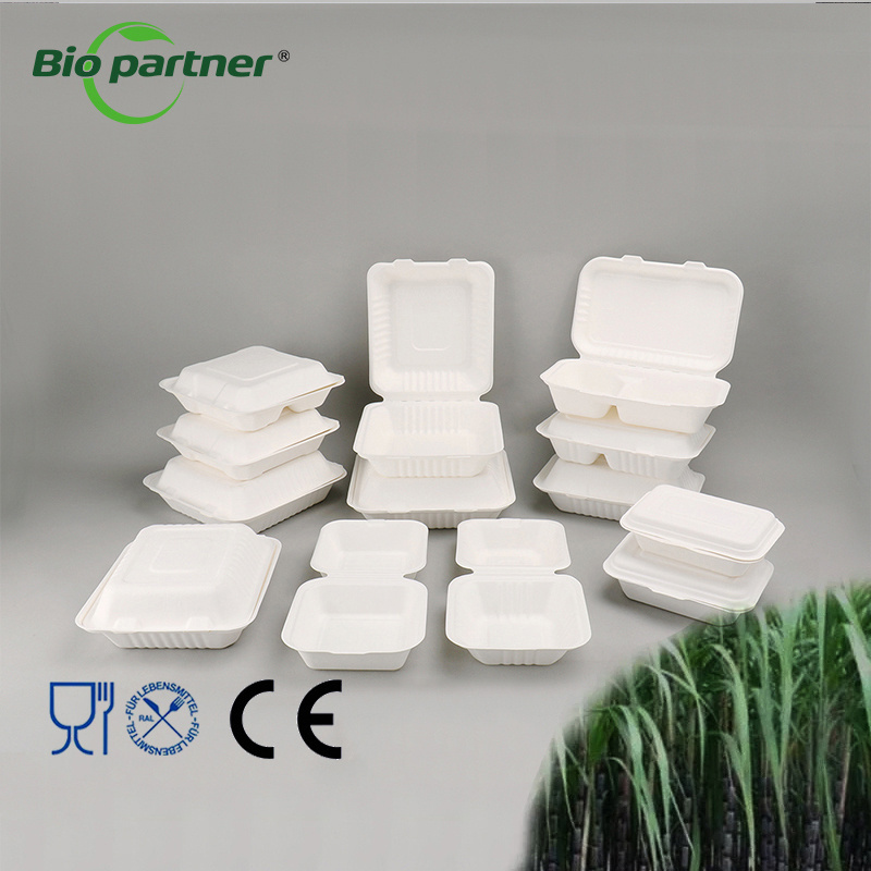 AF18 eco friendly biodegradable takeaway hot food container 3 compartment disposable take away out cornstarch lunch box