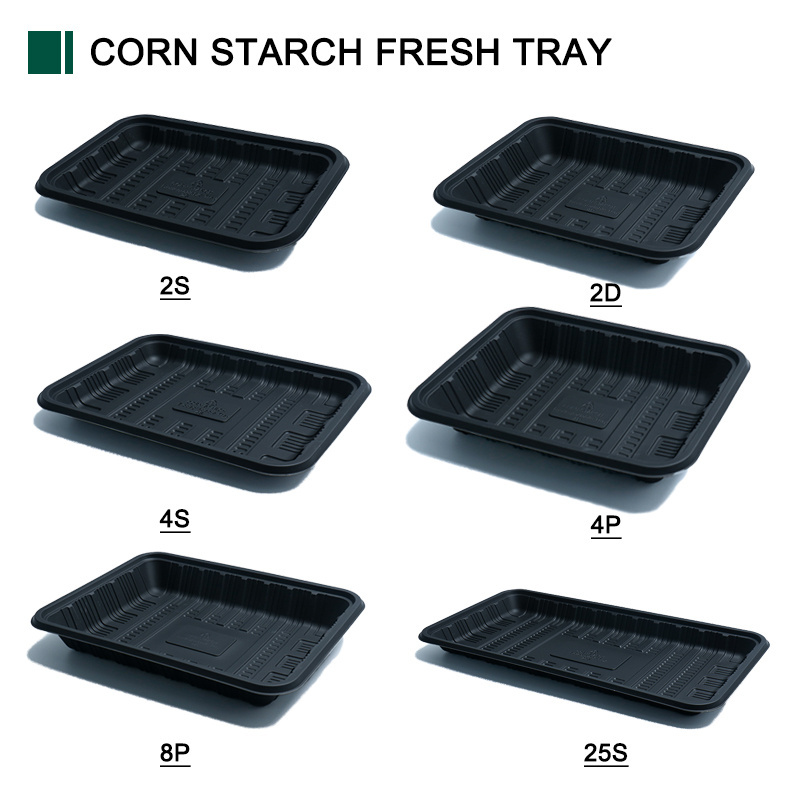 Manufacturer Frozen Food Packaging Pp Fresh Meat Tray Black Plastic Vegetable Tray Frozen Dough Blister Packaging