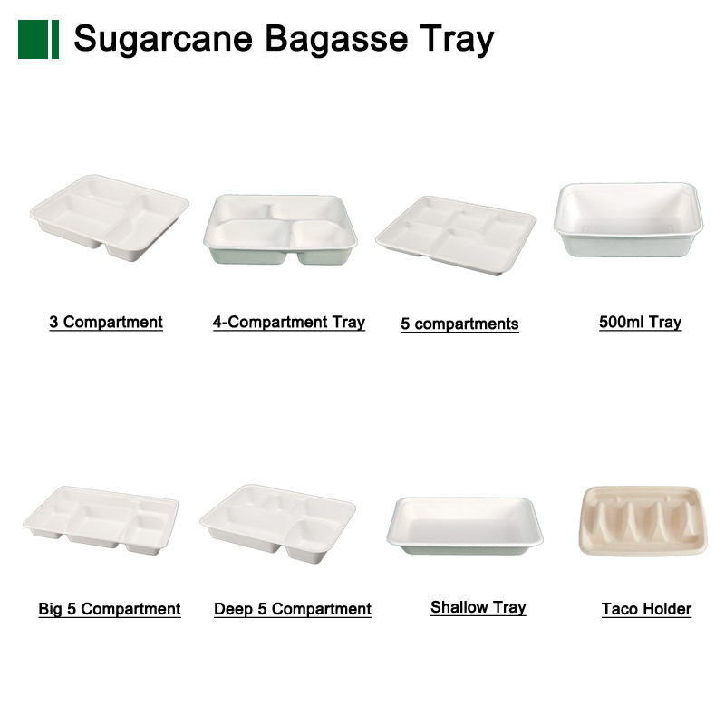 A39 Promotion 15%off Biodegradable sugarcane bagasse food tray waterproof Disposable rectangular tray for lunch cake