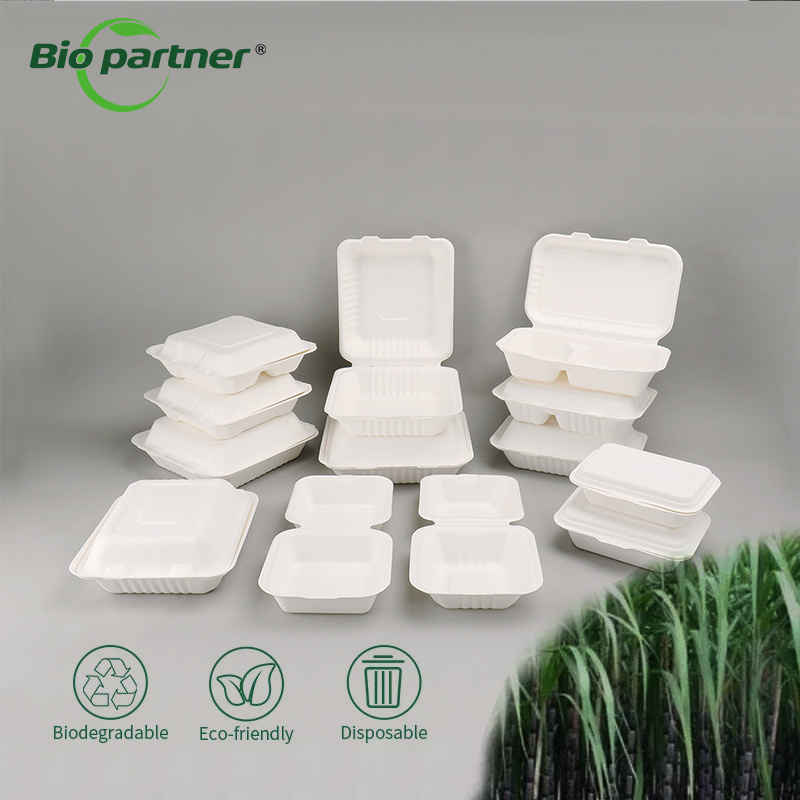 AF18 eco friendly biodegradable takeaway hot food container 3 compartment disposable take away out cornstarch lunch box