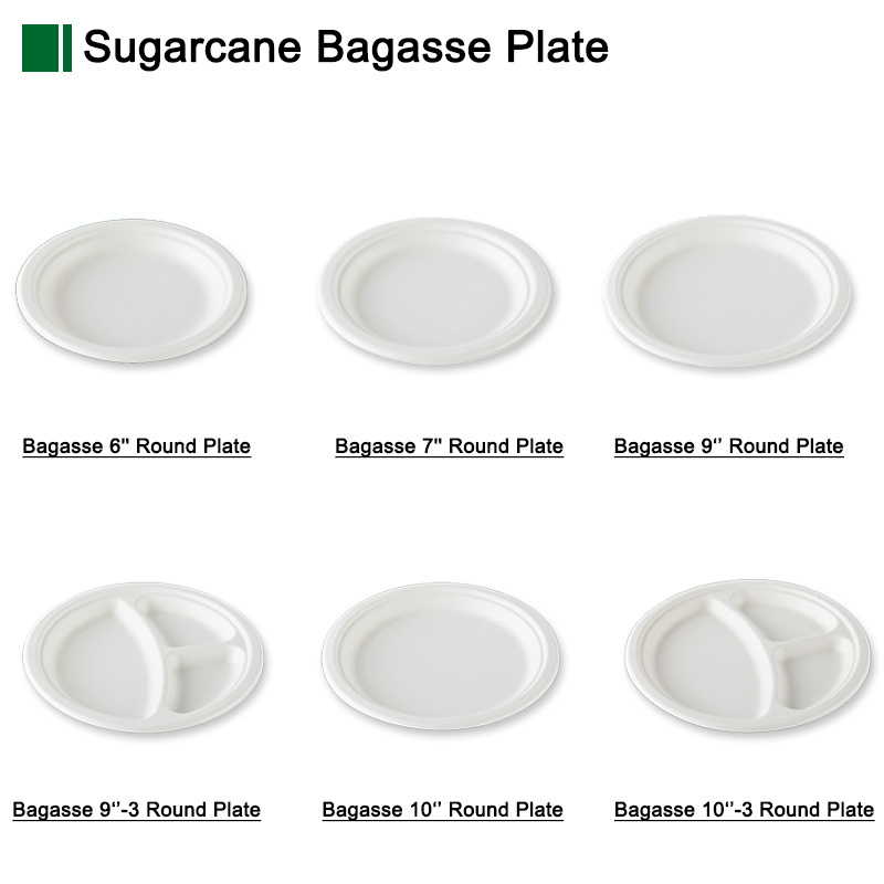 X26 Biodegradable compostable 9 inch dinner party sugar cane pulp sugarcane bagasse disposable paper plate