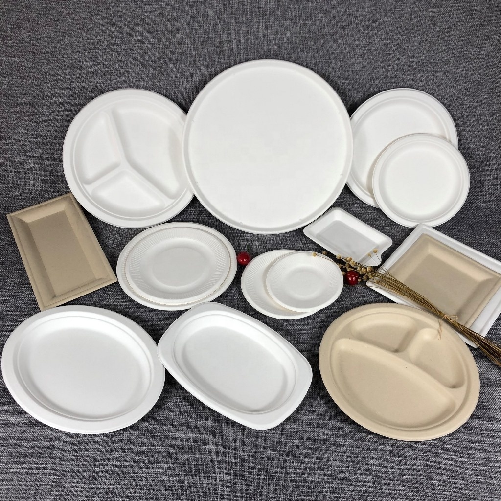 X26 Biodegradable compostable 9 inch dinner party sugar cane pulp sugarcane bagasse disposable paper plate