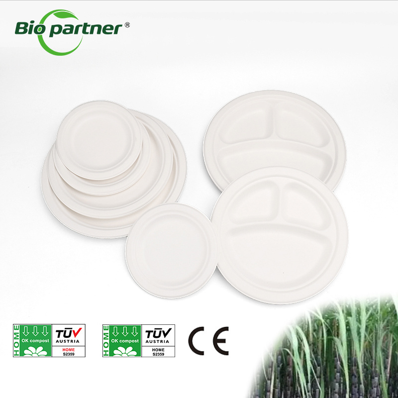 X26 Biodegradable compostable 9 inch dinner party sugar cane pulp sugarcane bagasse disposable paper plate