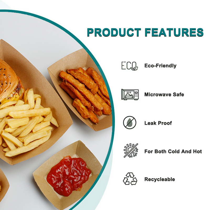 Wholesale Disposable Kraft Food Fried Chicken Potato Chip French Fries Burger Takeaway Food Box Paper Nacho Tray