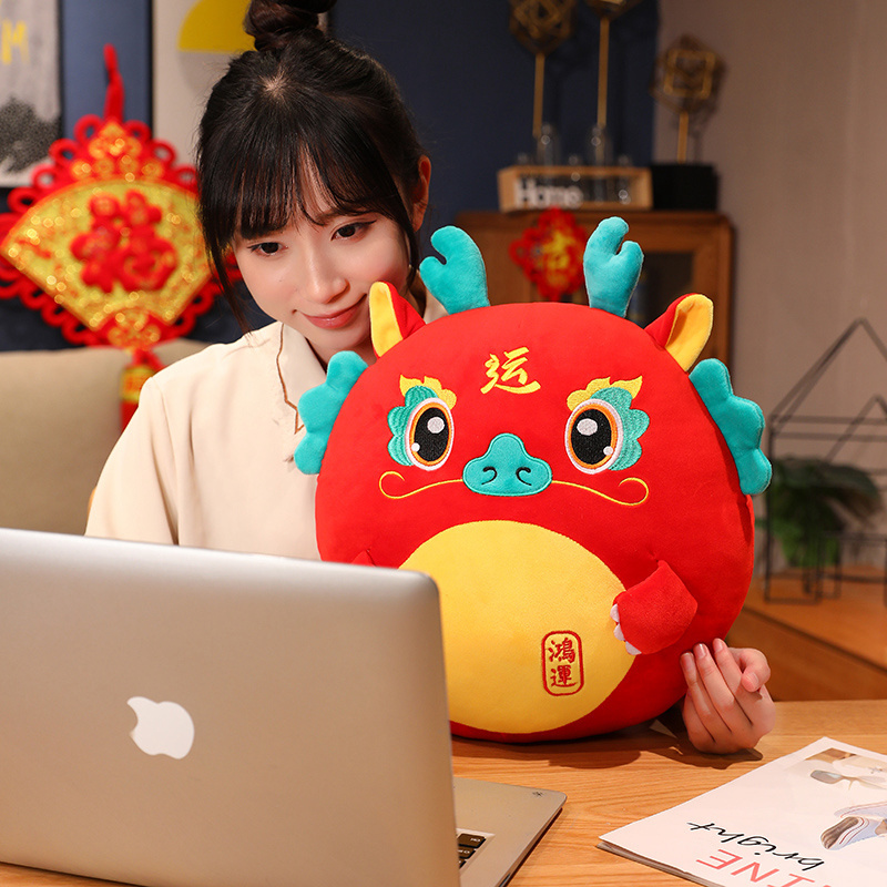 Hot Cute Chinese Mascot Dragon Hand Warmer Plush Pillow Dragon Soft Stuffed Plushie Toys For Children