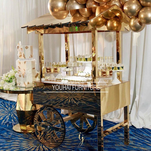 Wedding Party  Decoration Acrylic Gold  Display Cart Candy Food Carts For Babyshower