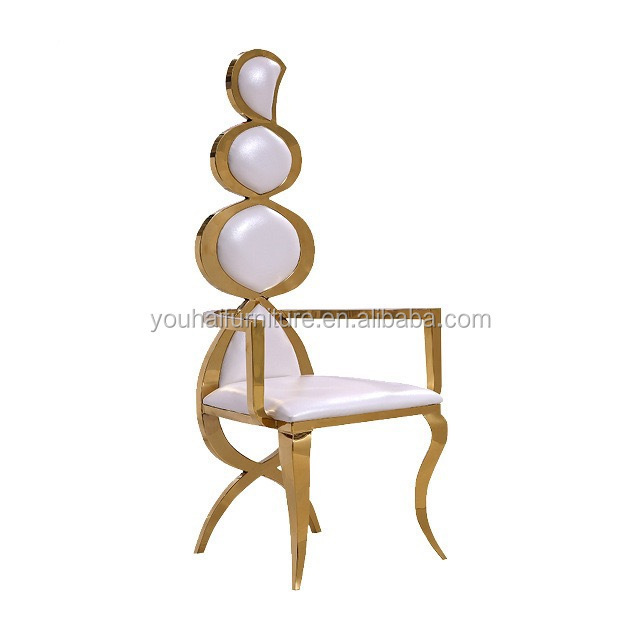 Hotel event furniture stainless steel banquet luxury high back wedding chair for bride and groom