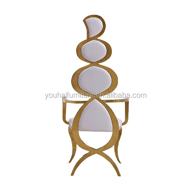 Hotel event furniture stainless steel banquet luxury high back wedding chair for bride and groom