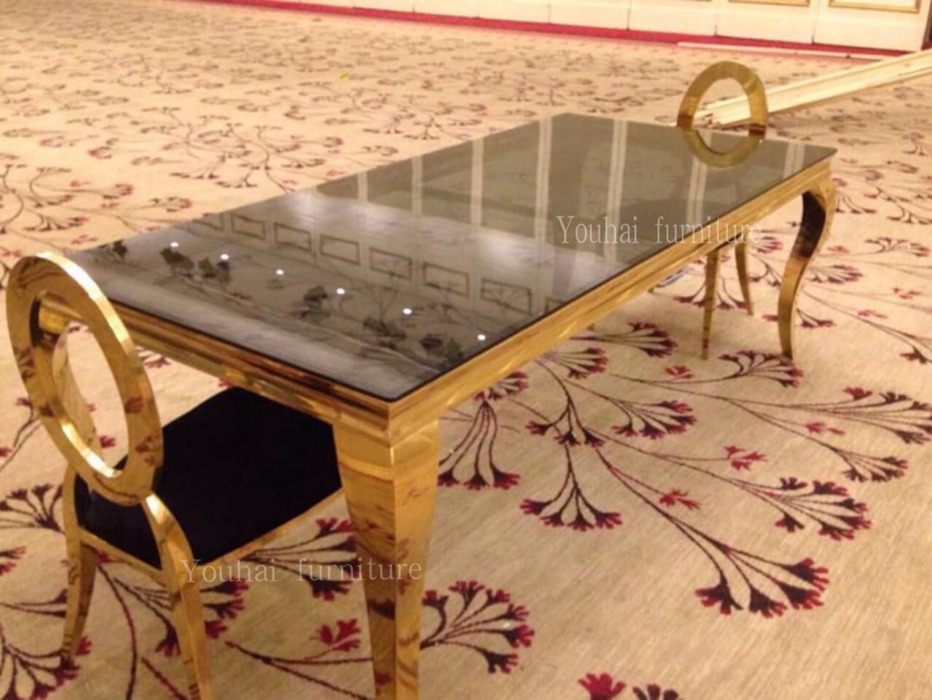 Event party use banquet furniture mirror glass wedding tables for sale