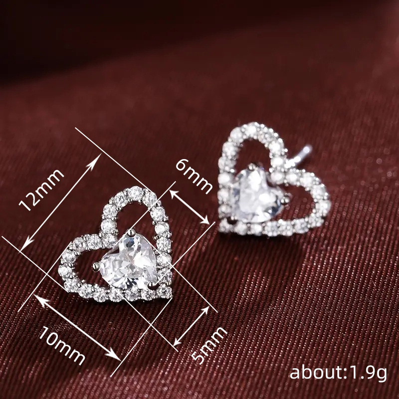 Qixi Gift Box Heart shaped Earrings Valentine's Day Love Birthday Gift for Girlfriend Fashion Commuter Daily