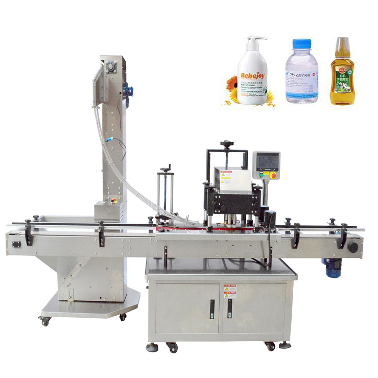 Automatic 4-wheels Shampoo Cosmetic Plastic cap Closer Alcohol Electric cap Blocking Machine