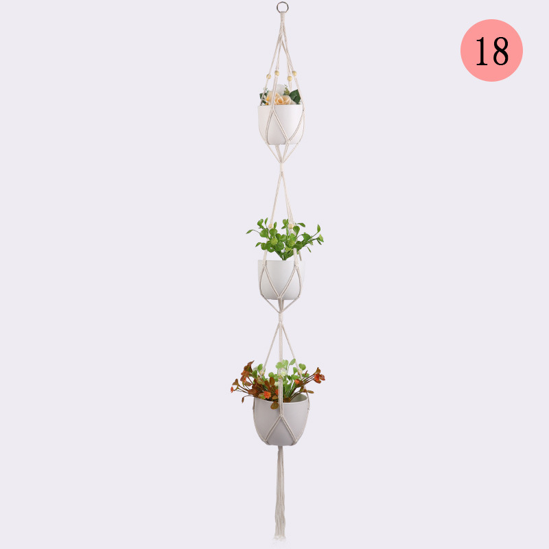 Dropshiping Macrame Hangers Hanging Planters Basket Set with Wooden Beads Rope Hanging Planters Holder for Indoor Plants