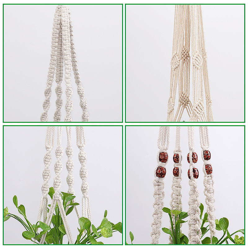 Dropshiping Macrame Hangers Hanging Planters Basket Set with Wooden Beads Rope Hanging Planters Holder for Indoor Plants